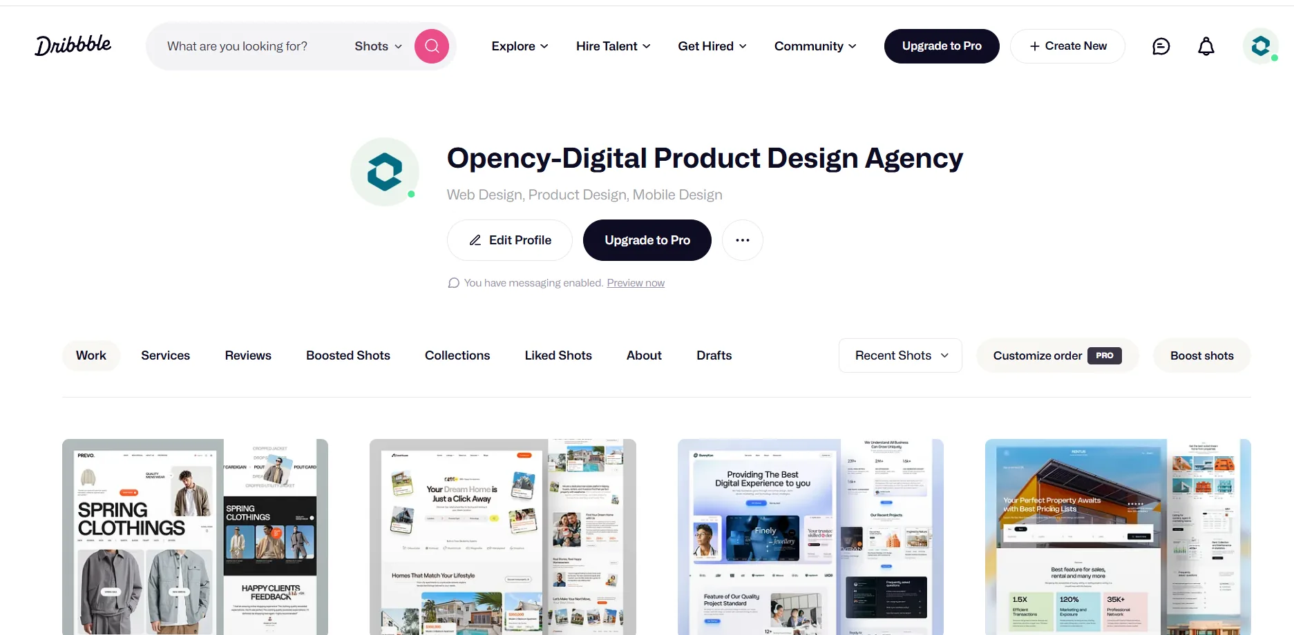Dribbble — Opency agency profile