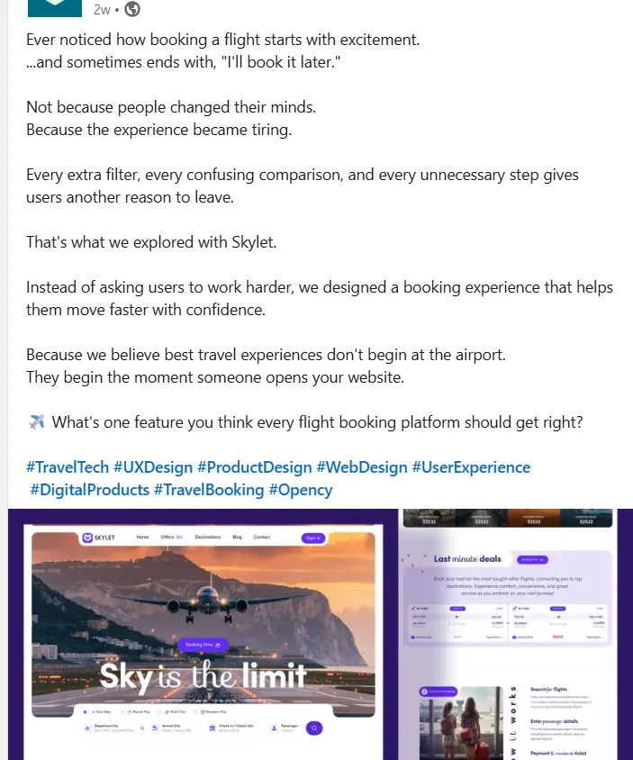 Dribbble — Skylet travel booking copy